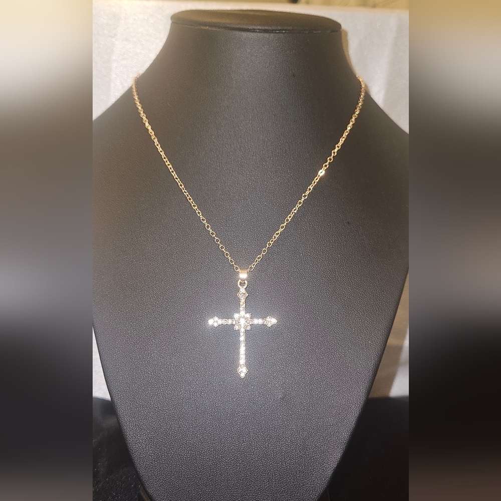 Elegant Gold Cross Pendant Necklace (2 Available)